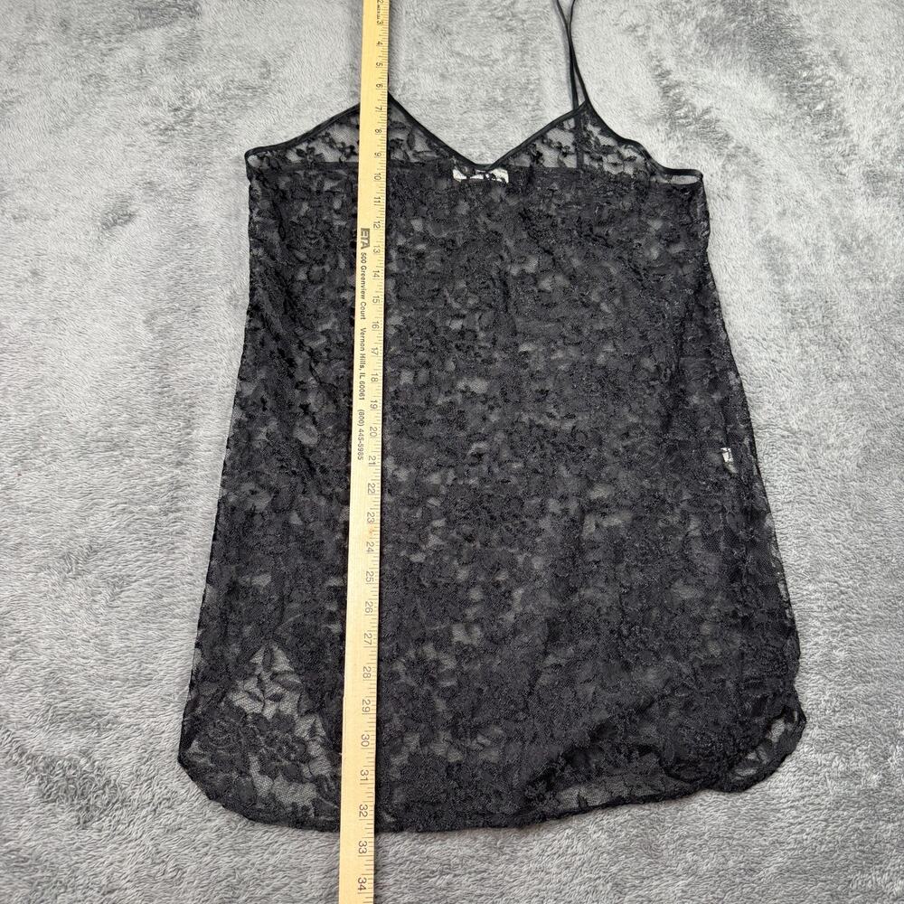 Vintage Alexandra Nicole Black Lace Cami Made USA Sheer Floral Spaghetti Top - Picture 6 of 7